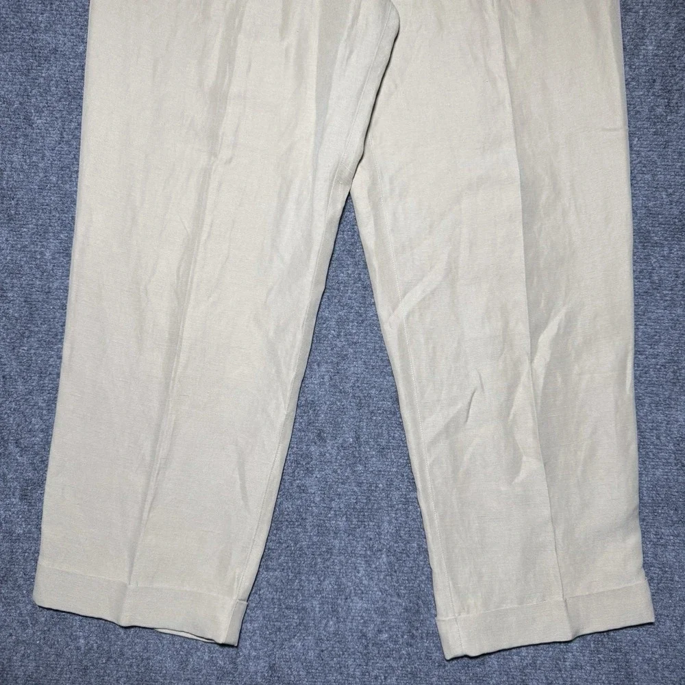 Palm Beach Collections Silk & Linen Trouser Pants Beige Pleated Men 34x29 NWT